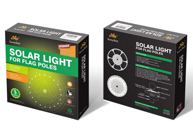 Sunnytech 2024 3rd Generation Black - Solar Power Flag Pole Flagpole Light Guarantee - Biggest Size - Best Solar Flag Light in The World - Image 2